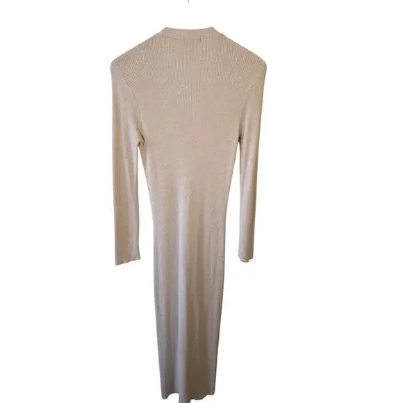 Sanctuary Ribbed Maxi Cardigan Duster Button Front Oatmeal Cream Medium - Picture 10 of 10